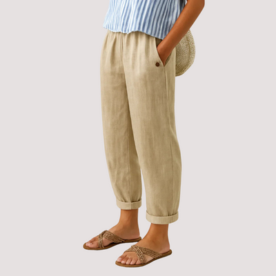 PANTALONES HARÉN DE ALGODÓN Y LINO - AERELIS