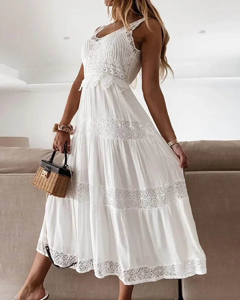VESTIDO LARGO BLANCO ELEGANCIA - AERELIS