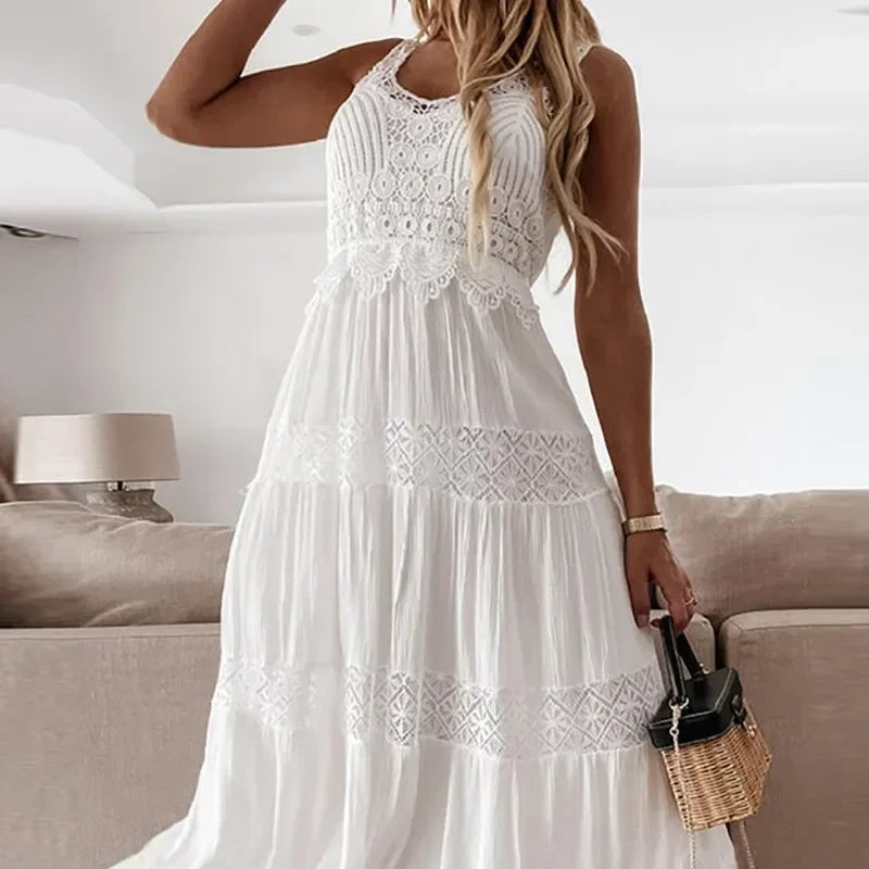 VESTIDO LARGO BLANCO ELEGANCIA - AERELIS