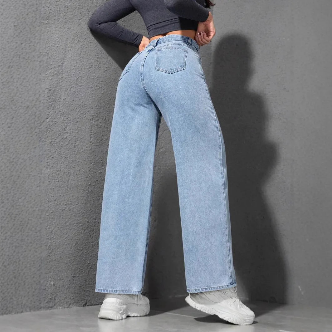 PANTALONES VAQUEROS DE CORTE ANCHO Y TIRO ALTO – AERELIS